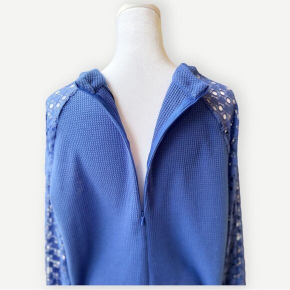 Iwollence Dark Blue Long Detail Lace Sleeve Crewneck Top. Blouse. Shirt. XL. - Picture 6 of 12